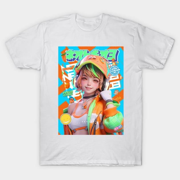 HEADPHONE GAL 6000 - NEOTOKIO3 100%ドPE / HAPPINESS | Anime Manga Cute Anime Lover Gift  | PROUD OTAKU T-Shirt by PROUD OTAKU